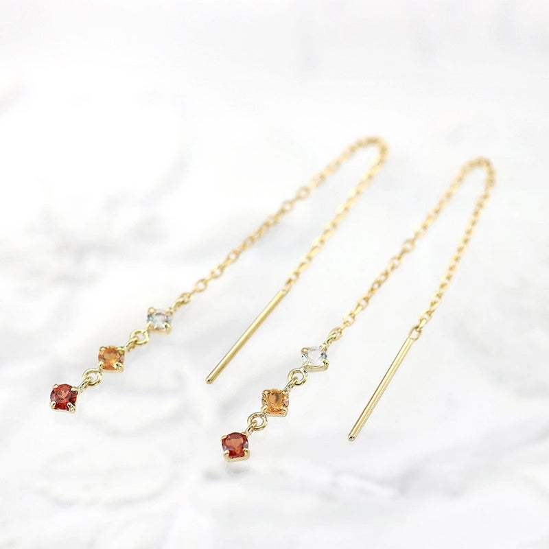 K18YG ホワイトトパーズ&シトリン&ガーネット ピアス 11月誕生石_02