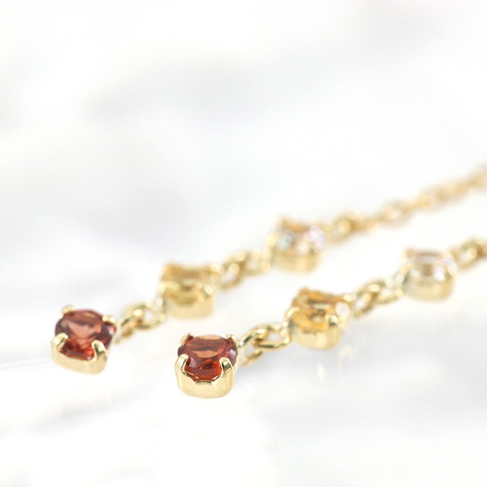 K18YG ホワイトトパーズ&シトリン&ガーネット ピアス 11月誕生石_03