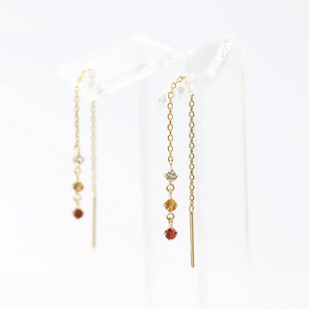 K18YG ホワイトトパーズ&シトリン&ガーネット ピアス 11月誕生石_04