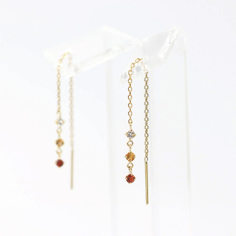 K18YG ホワイトトパーズ&シトリン&ガーネット ピアス 11月誕生石_04