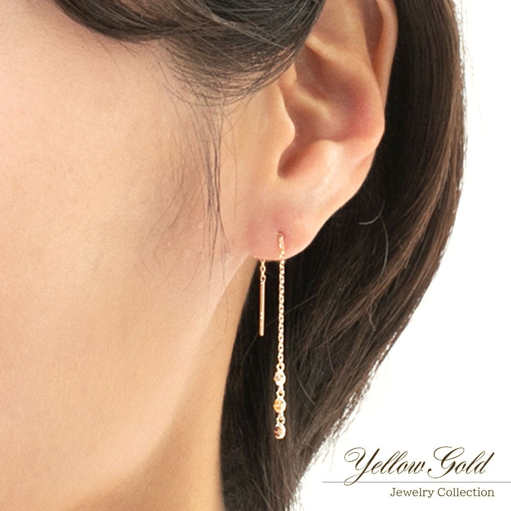 K18YG ホワイトトパーズ&シトリン&ガーネット ピアス 11月誕生石_05