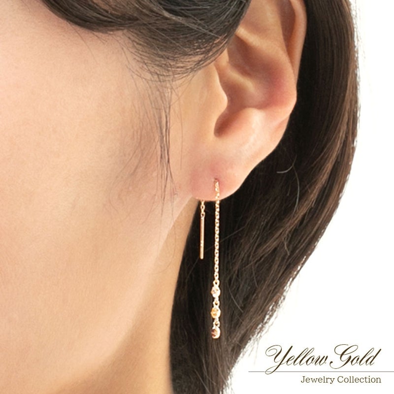 K18YG ホワイトトパーズ&シトリン&ガーネット ピアス 11月誕生石_05