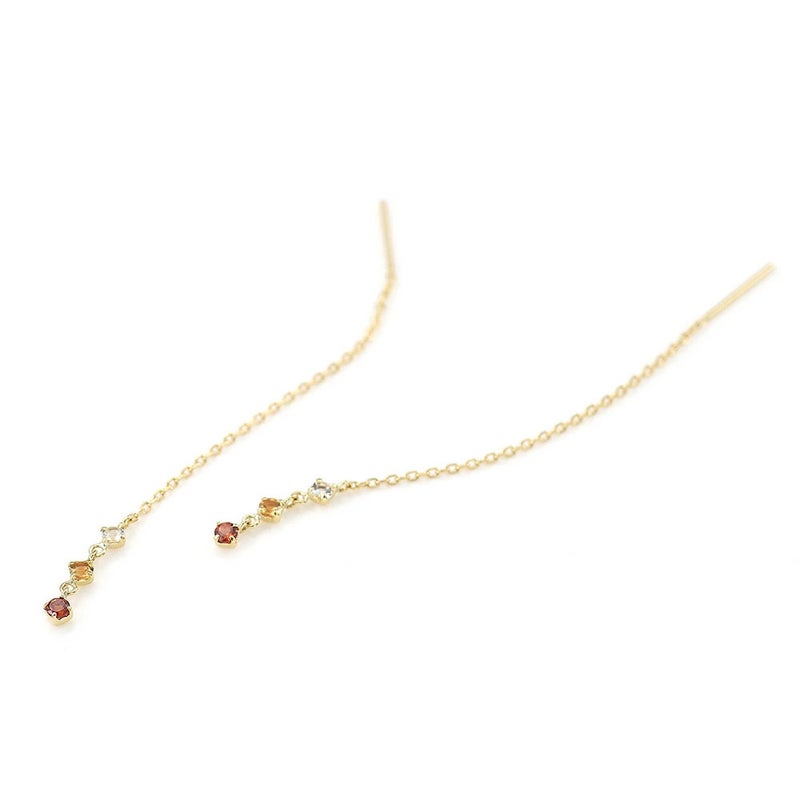 K18YG ホワイトトパーズ&シトリン&ガーネット ピアス 11月誕生石_09