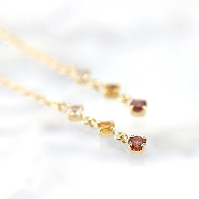 K18YG ホワイトトパーズ&シトリン&ガーネット ピアス 11月誕生石_10