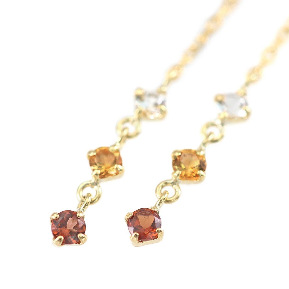 K18YG ホワイトトパーズ&シトリン&ガーネット ピアス 11月誕生石_12
