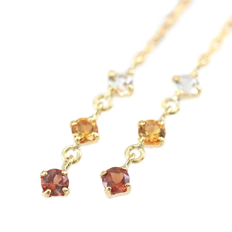 K18YG ホワイトトパーズ&シトリン&ガーネット ピアス 11月誕生石_12