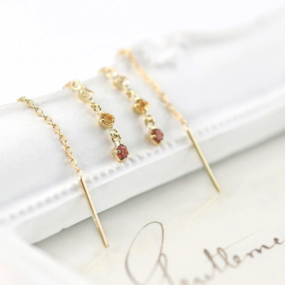 K18YG ホワイトトパーズ&シトリン&ガーネット ピアス 11月誕生石_13