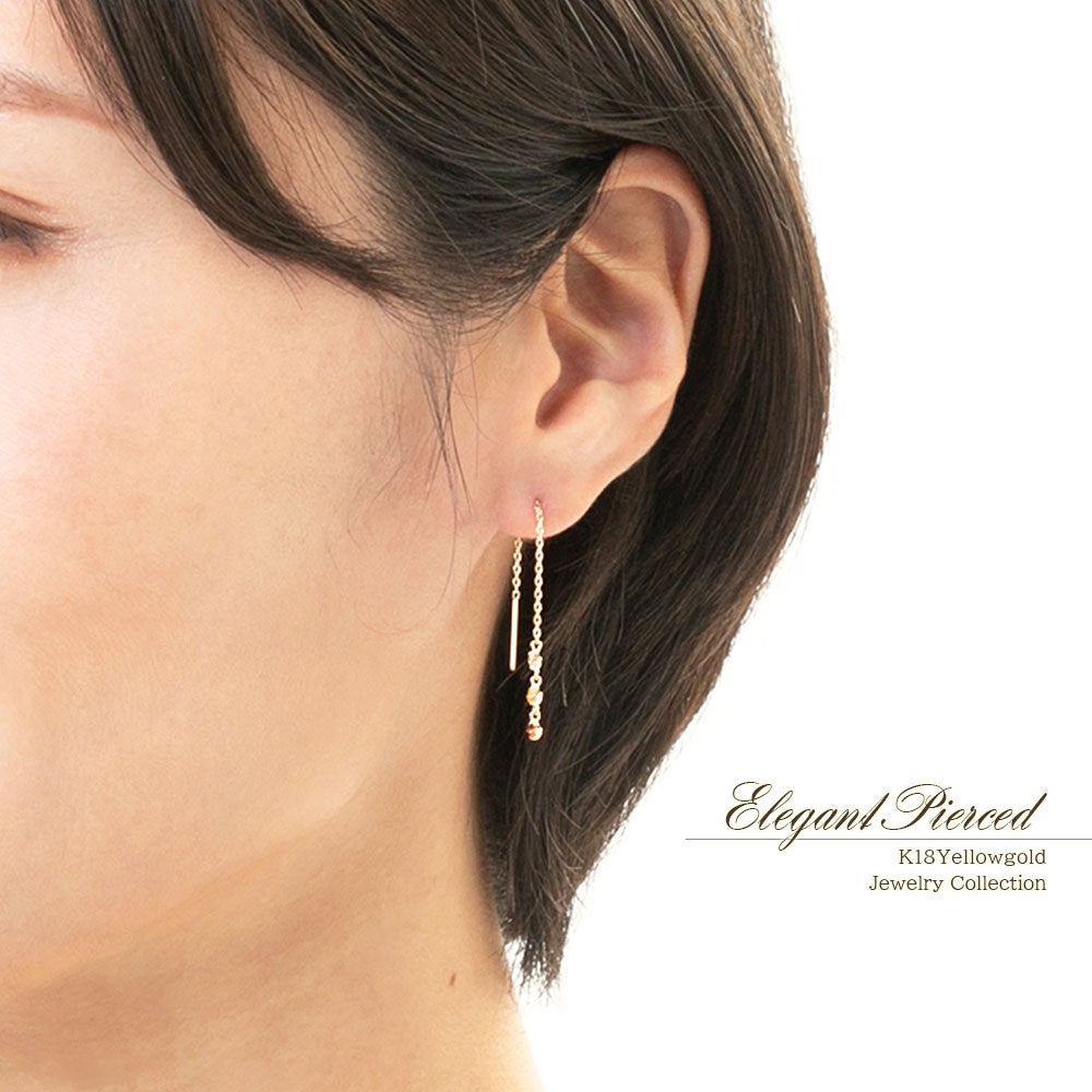 K18YG ホワイトトパーズ&シトリン&ガーネット ピアス 11月誕生石_15