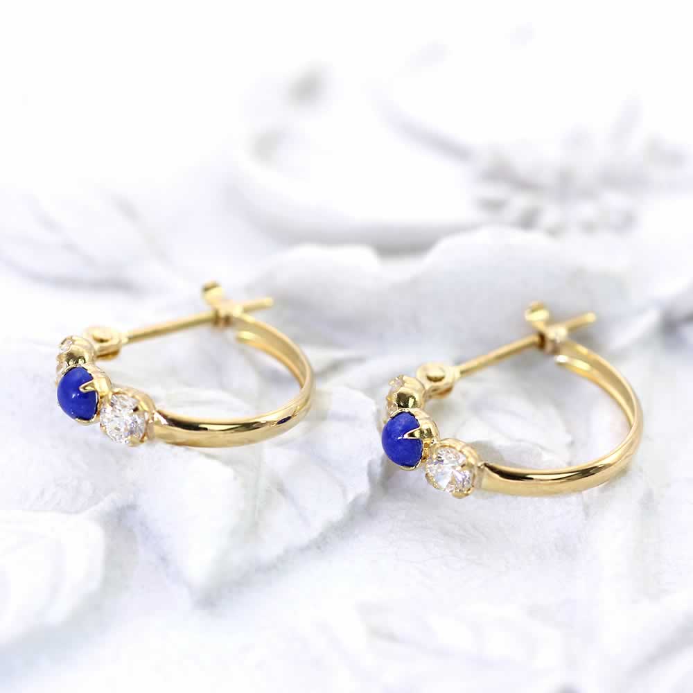 K18YG ラピスラズリ フープピアス_02