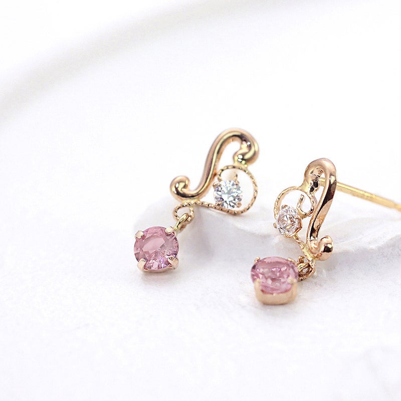 K18PG ピンクトルマリン ハートピアス  10月 誕生石_03