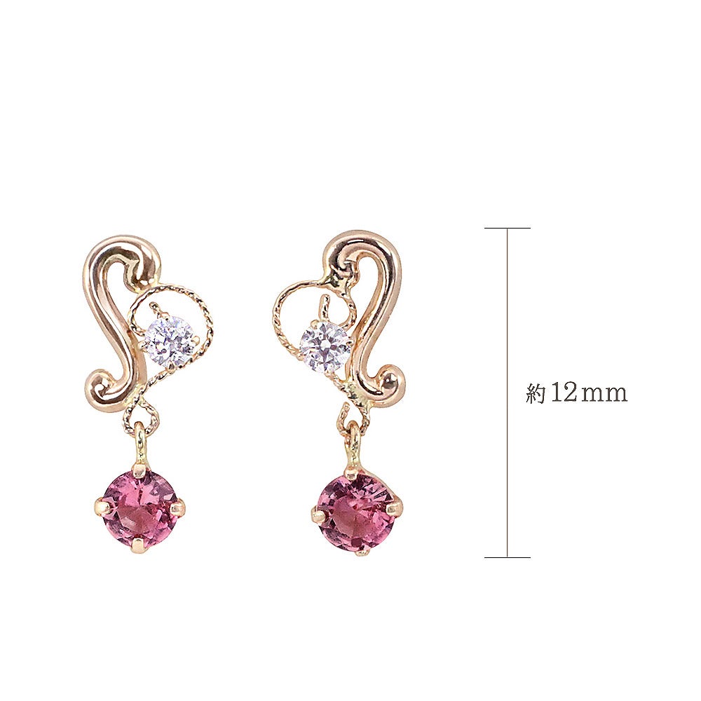 K18PG ピンクトルマリン ハートピアス  10月 誕生石_05