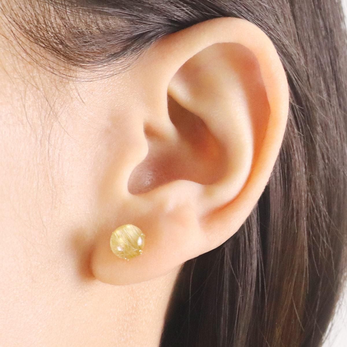 K18YG ルチルクォーツ 約7mm ピアス_04