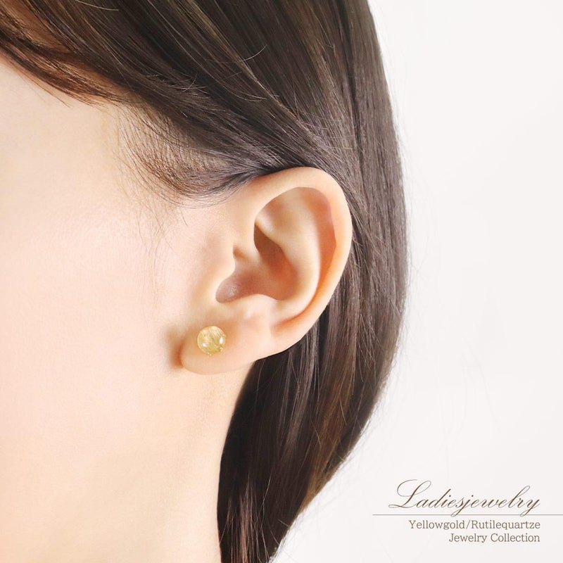 K18YG ルチルクォーツ 約7mm ピアス_10