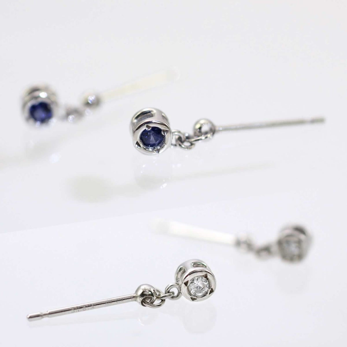 K18WG ダイヤモンド＆サファイア リバーシブルピアス 9月 誕生石_03