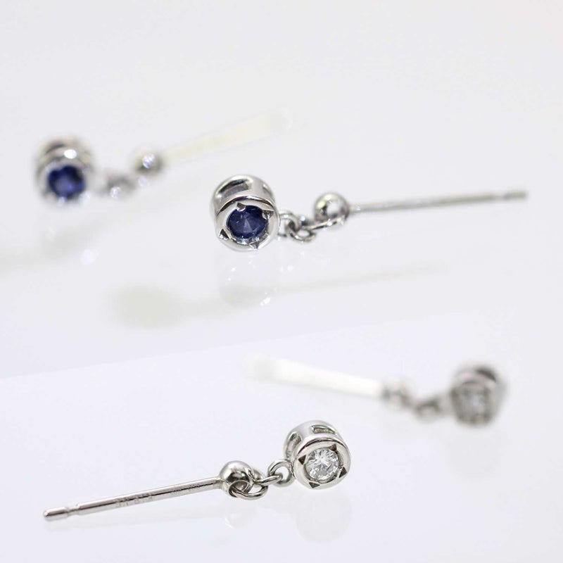 K18WG ダイヤモンド＆サファイア リバーシブルピアス 9月 誕生石_03