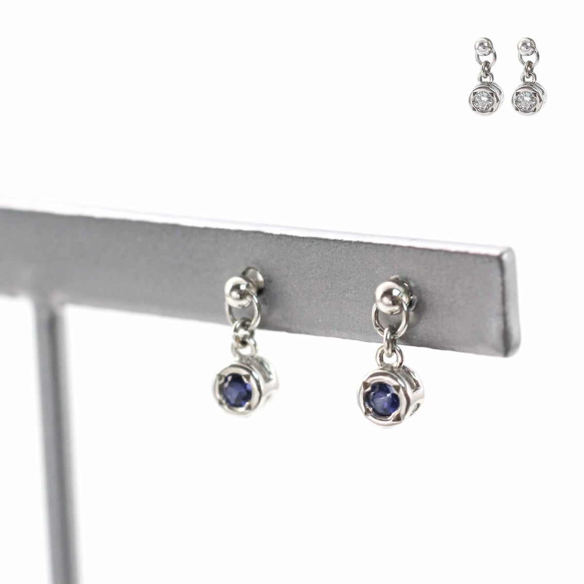 K18WG ダイヤモンド＆サファイア リバーシブルピアス 9月 誕生石_10