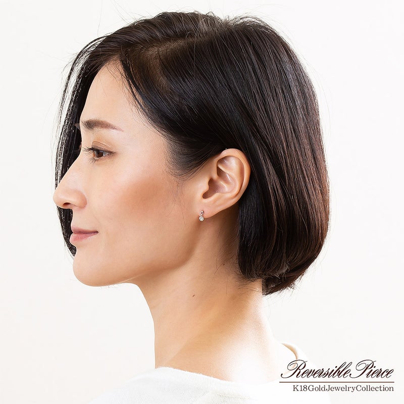 K18WG ダイヤモンド＆サファイア リバーシブルピアス 9月 誕生石_11