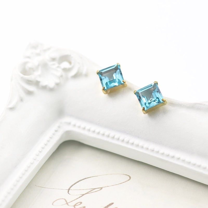 K18YG ブルートパーズ ひし形ピアス 11月の誕生石_04