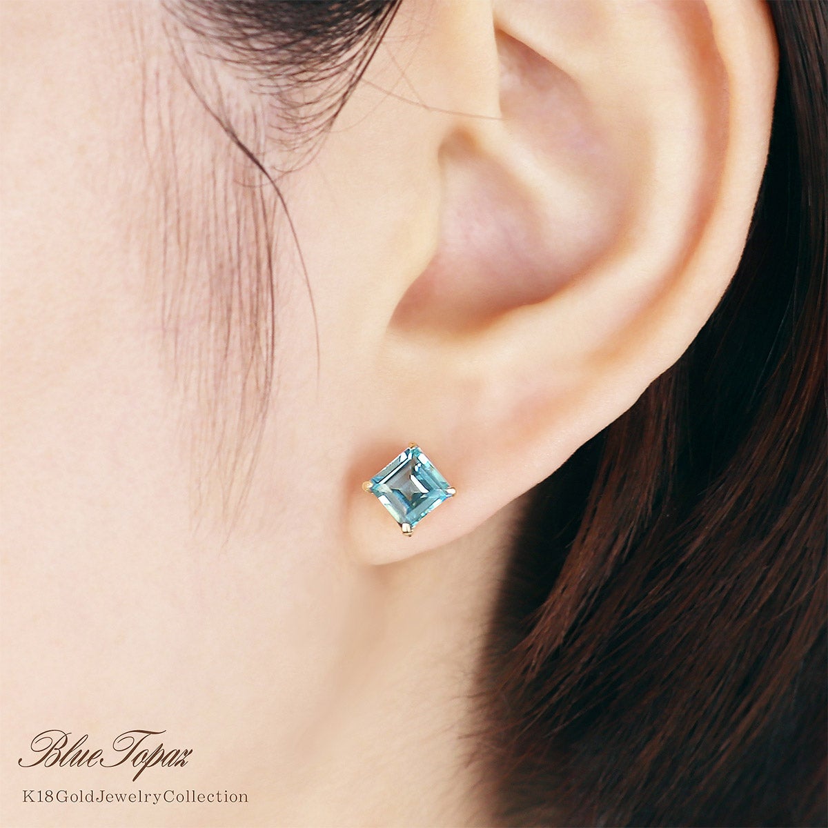 K18YG ブルートパーズ ひし形ピアス 11月の誕生石_10