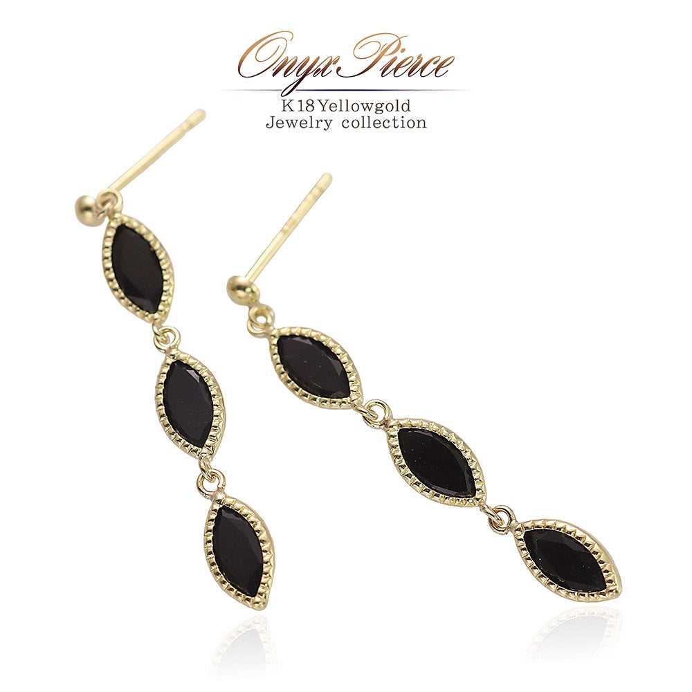 K18YG オニキス ピアス_01