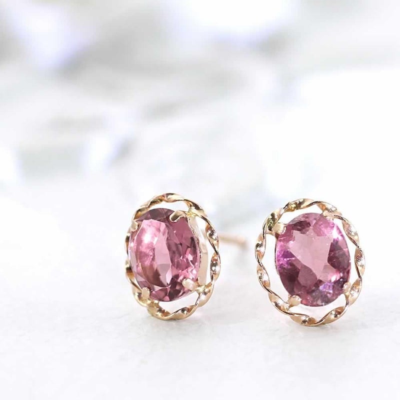 K18PG ピンクトルマリン ピアス  10月 誕生石_02