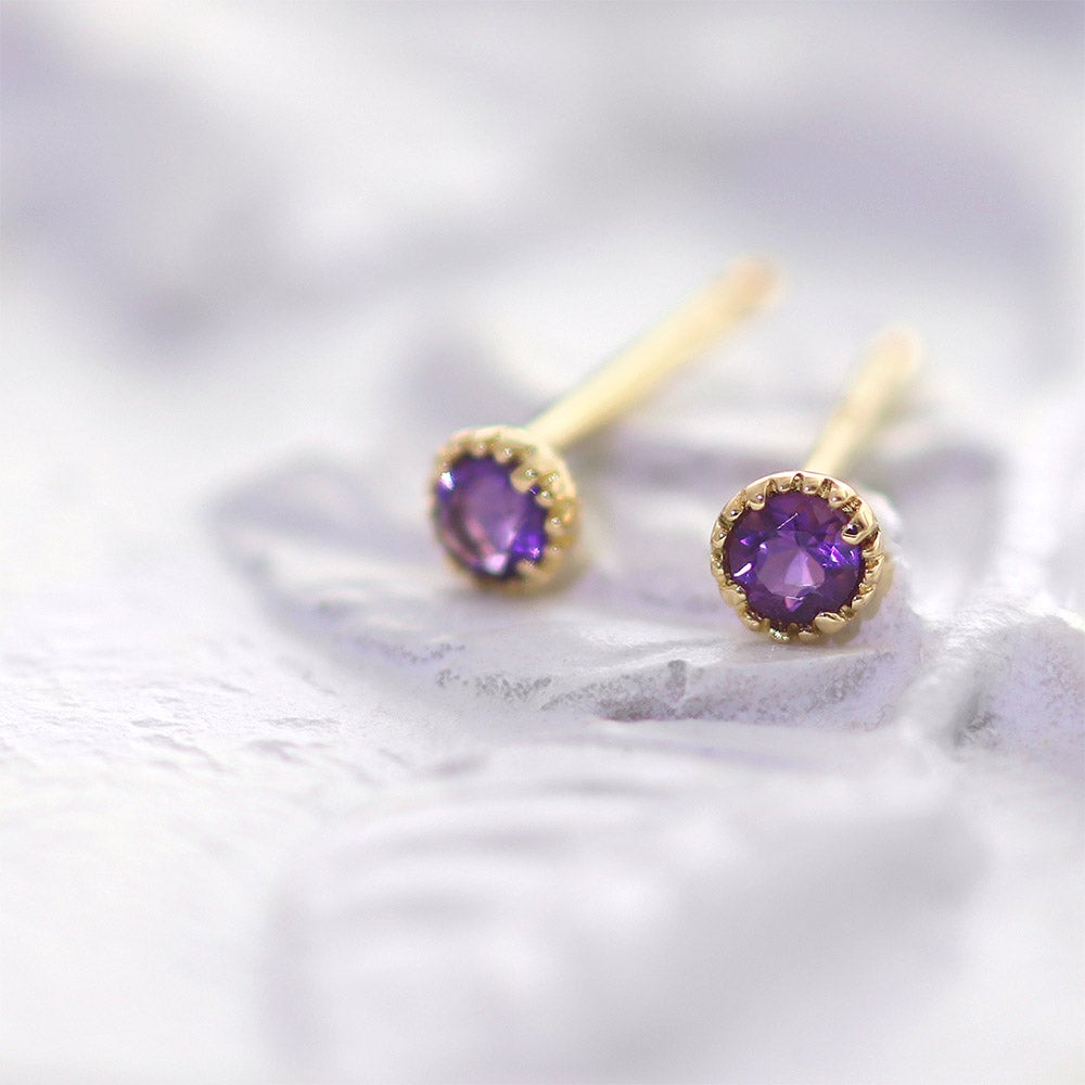 【ポスト0.8mm太め】 K18YG ピアス ガーネットorアメジストorブルートパーズ_04