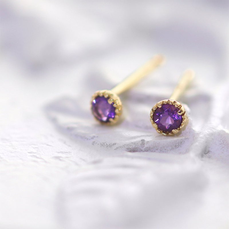 【ポスト0.8mm太め】 K18YG ピアス ガーネットorアメジストorブルートパーズ_04