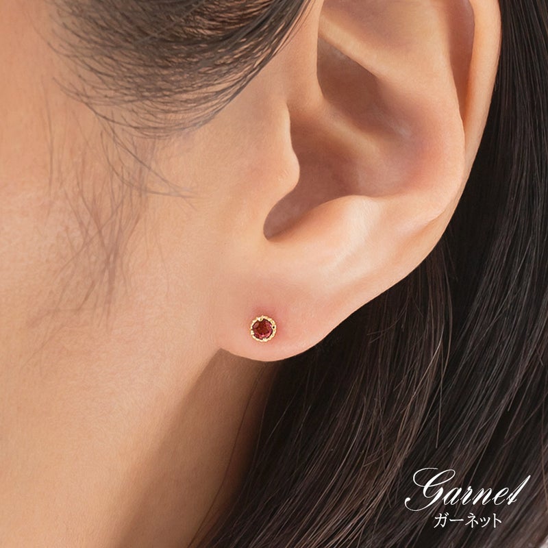 【ポスト0.8mm太め】 K18YG ピアス ガーネットorアメジストorブルートパーズ_05