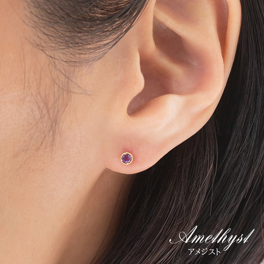 【ポスト0.8mm太め】 K18YG ピアス ガーネットorアメジストorブルートパーズ_10