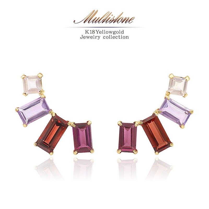 K18YG マルチストーン ピアス_01