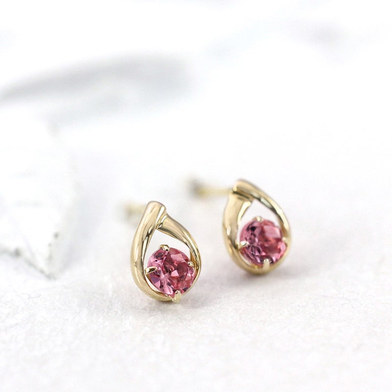 K18PG ピンクトルマリン ピアス  10月 誕生石_02