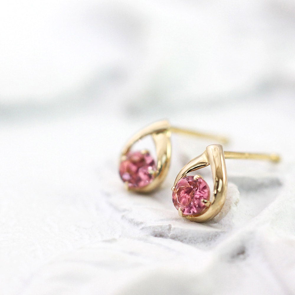 K18PG ピンクトルマリン ピアス  10月 誕生石_03