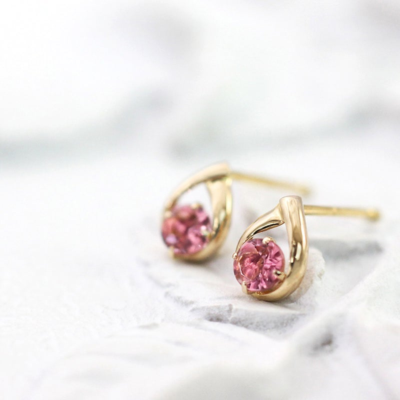 K18PG ピンクトルマリン ピアス  10月 誕生石_03