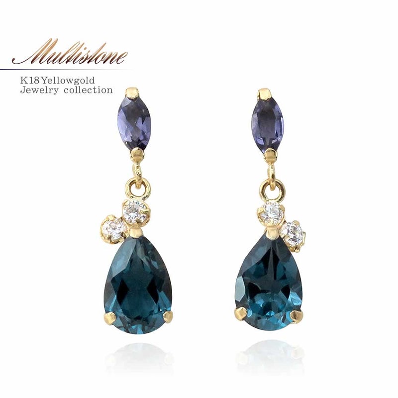 K18YG ロンドンブルートパーズ&アイオライト ピアス_01