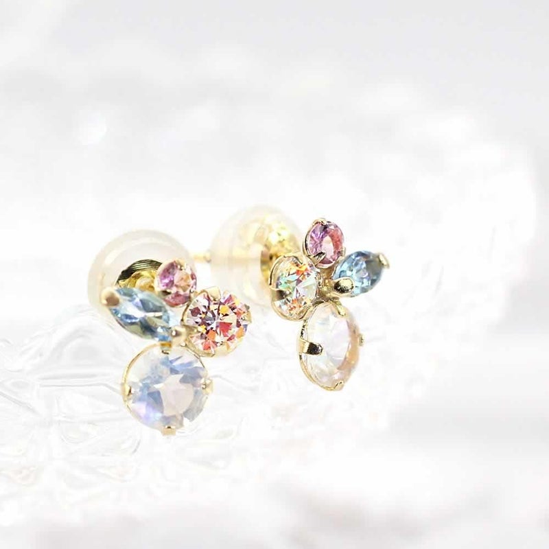 K18YG ピンクトルマリン&ブルームーンストーン&ブルートパーズ ピアス_02