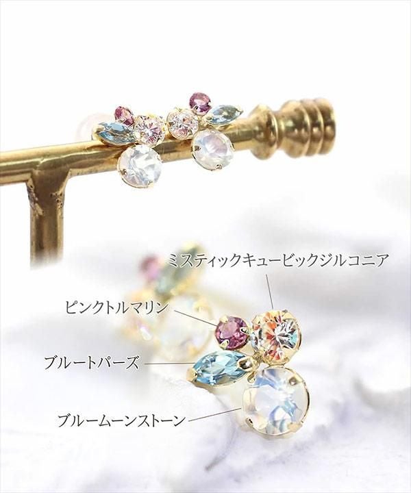 K18YG ピンクトルマリン&ブルームーンストーン&ブルートパーズ ピアス_03