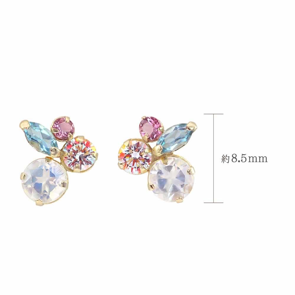 K18YG ピンクトルマリン&ブルームーンストーン&ブルートパーズ ピアス_04