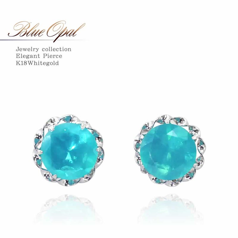 K18WG ブルーオパール ピアス 10月の誕生石_01
