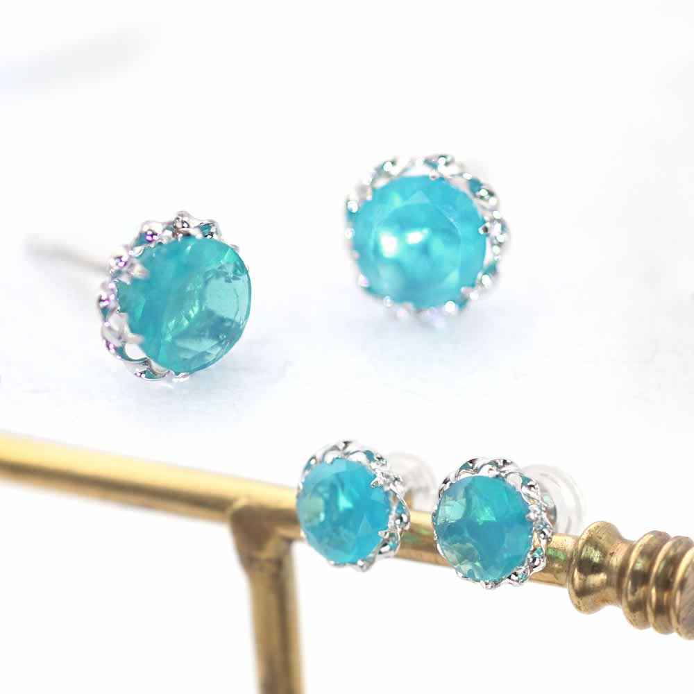 K18WG ブルーオパール ピアス 10月の誕生石 | Jewelry ROLA