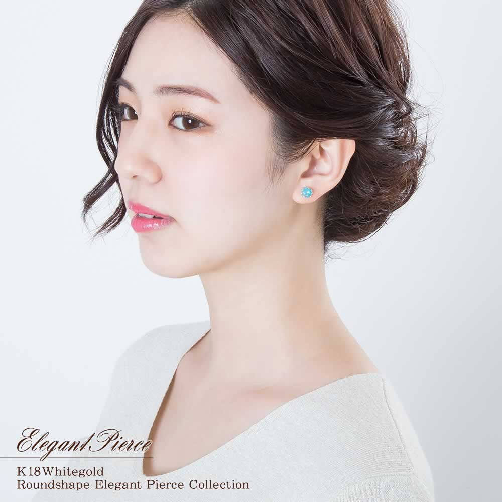 K18WG ブルーオパール ピアス 10月の誕生石 | Jewelry ROLA