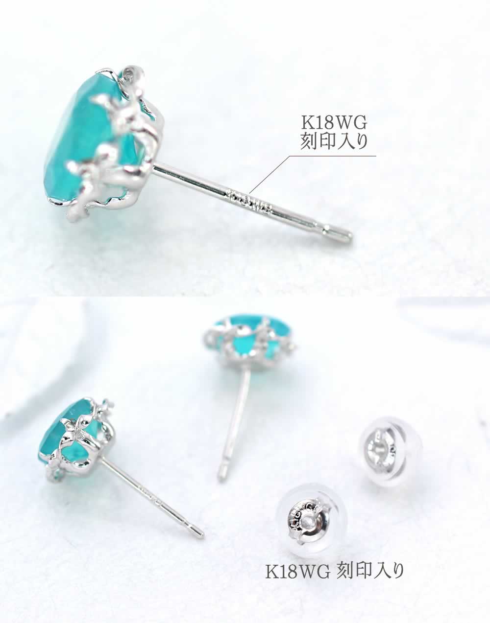 K18WG ブルーオパール ピアス 10月の誕生石 | Jewelry ROLA