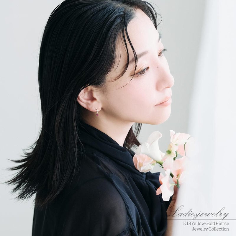 K18YG ルビー ハートピアス_09