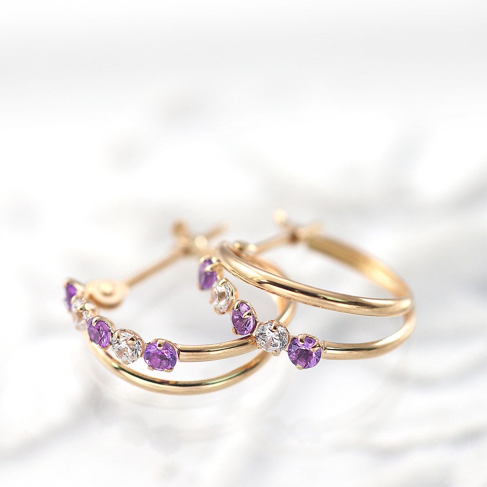 K18PG アメジスト フープピアス_02