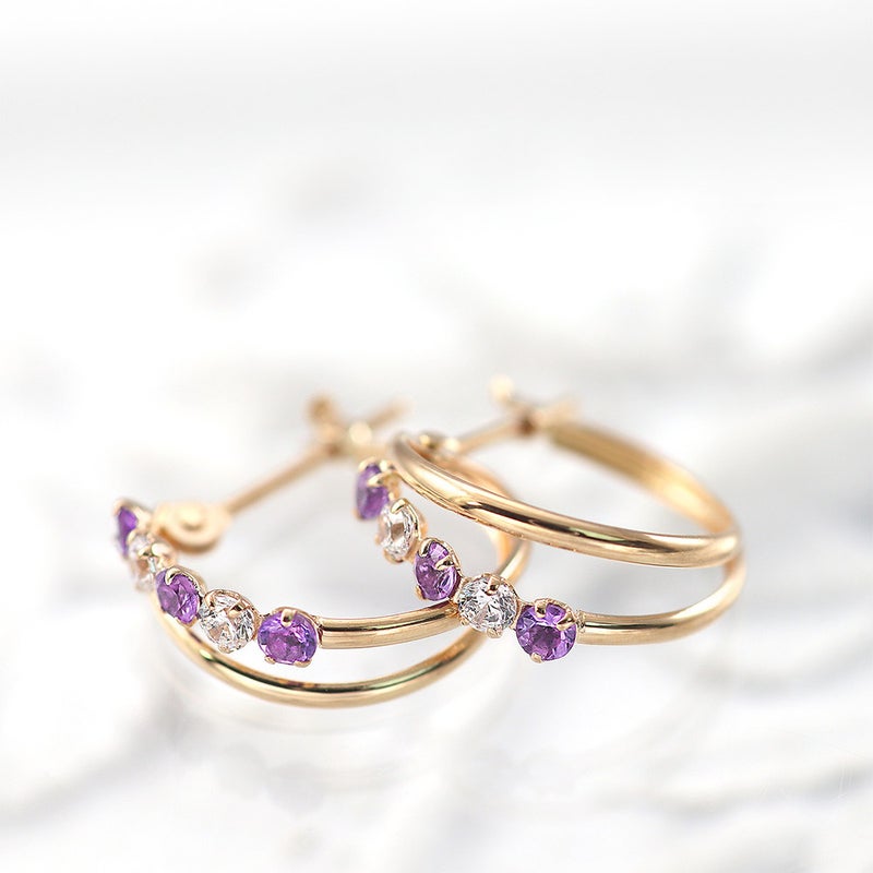 K18PG アメジスト フープピアス_02