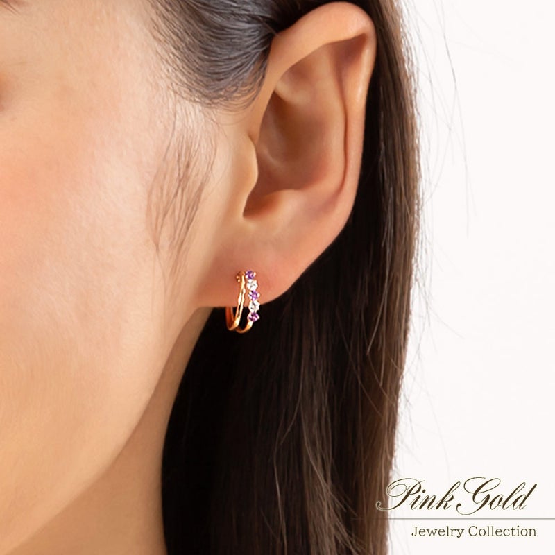 K18PG アメジスト フープピアス_05