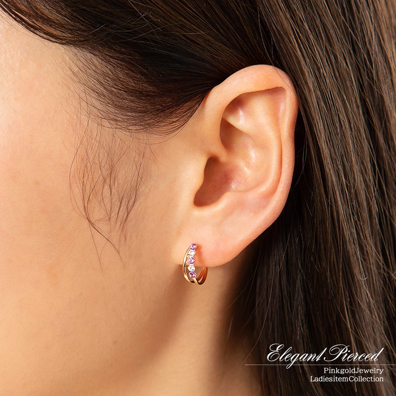 K18PG アメジスト フープピアス_12