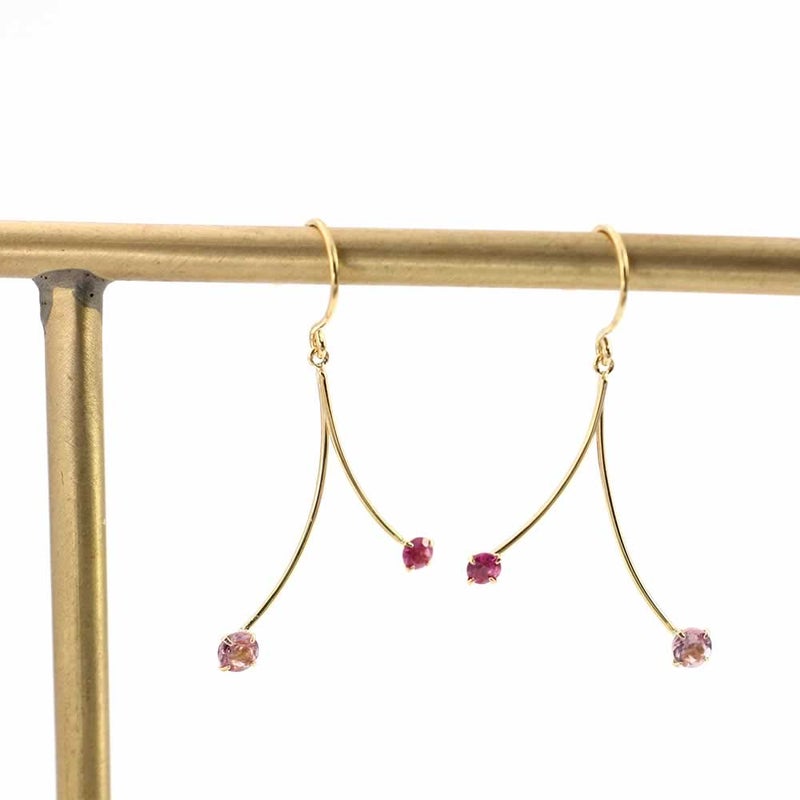 K18YG ルビー＆ピンクトルマリン ピアス 10月の誕生石_02