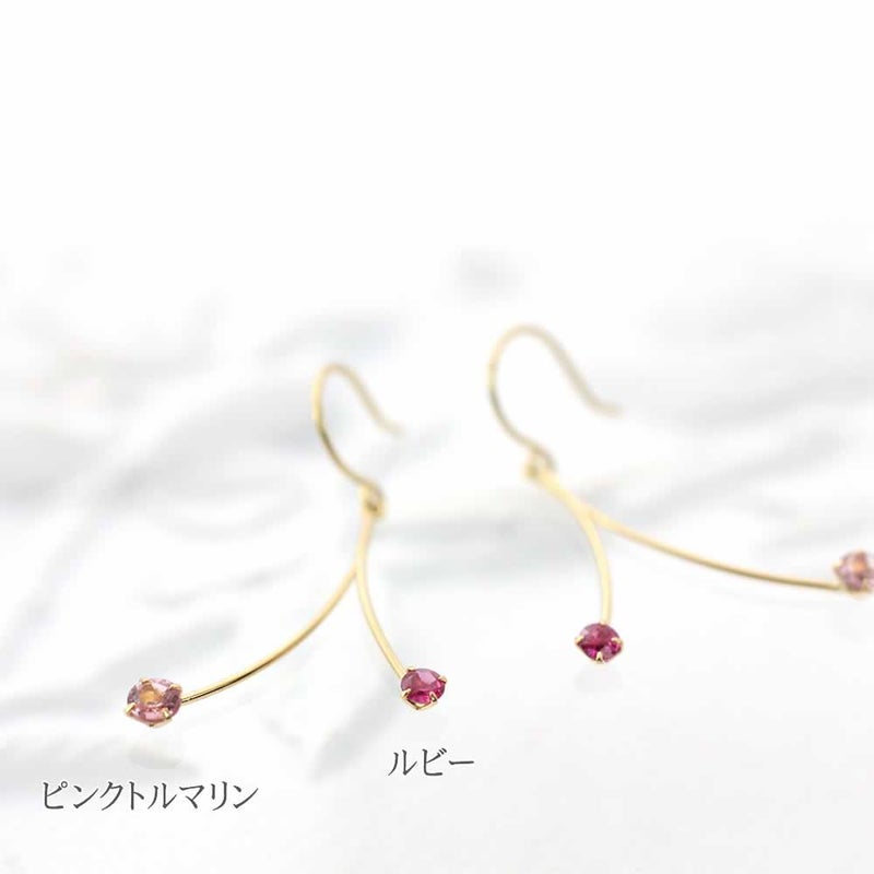 K18YG ルビー＆ピンクトルマリン ピアス 10月の誕生石_03