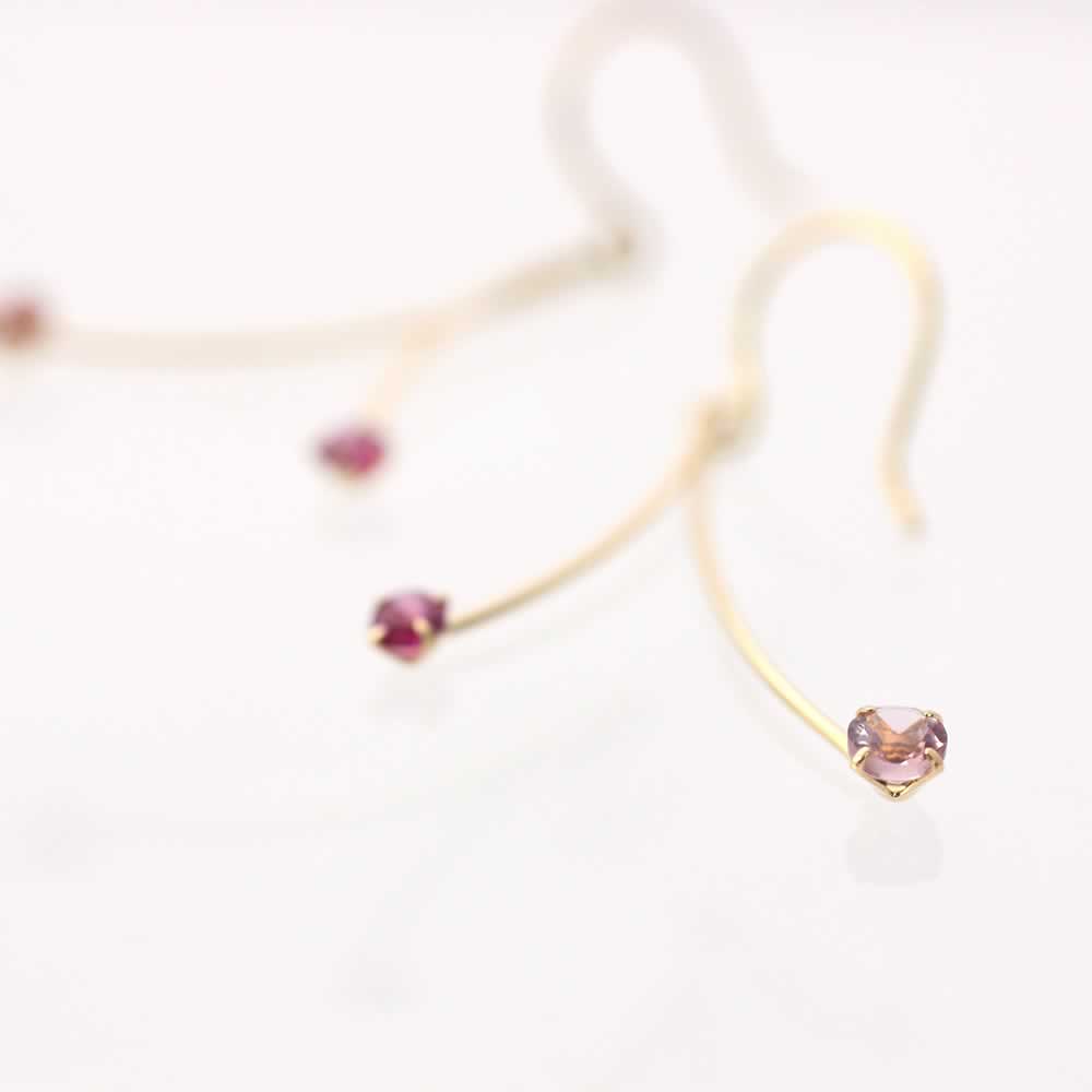 K18YG ルビー＆ピンクトルマリン ピアス 10月の誕生石_04