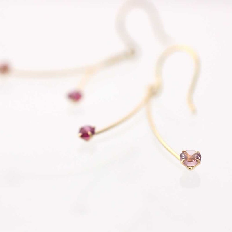 K18YG ルビー＆ピンクトルマリン ピアス 10月の誕生石_04
